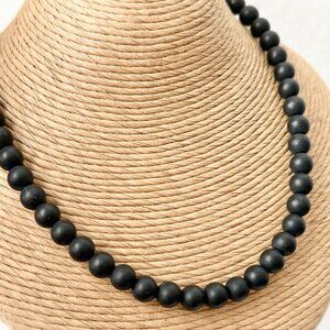 David Yurman Men's Sterling Silver Black Onyx Spiritual Bead Necklace 22"